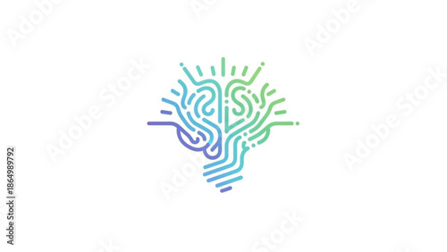 Abstract brain lightbulb icon representing innovation and intelligence ideal for technology and creative concepts isolated on white