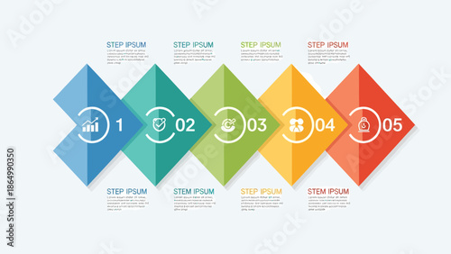 Infographic design with five steps options or processes for business presentation.