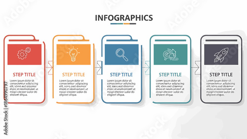 Infographic template with five steps or options for business presentation.