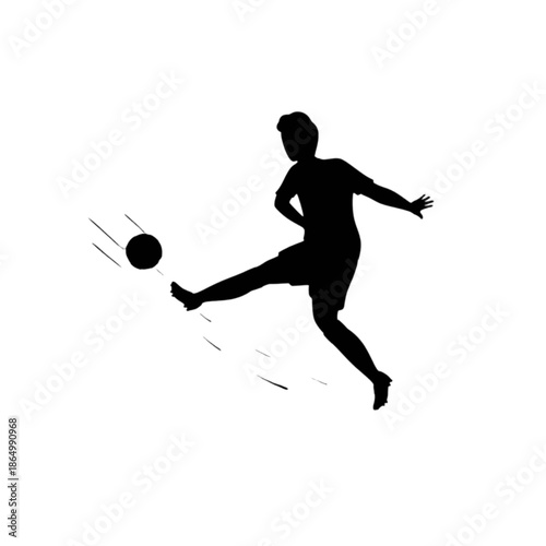 football player kick a ball silhouette vector