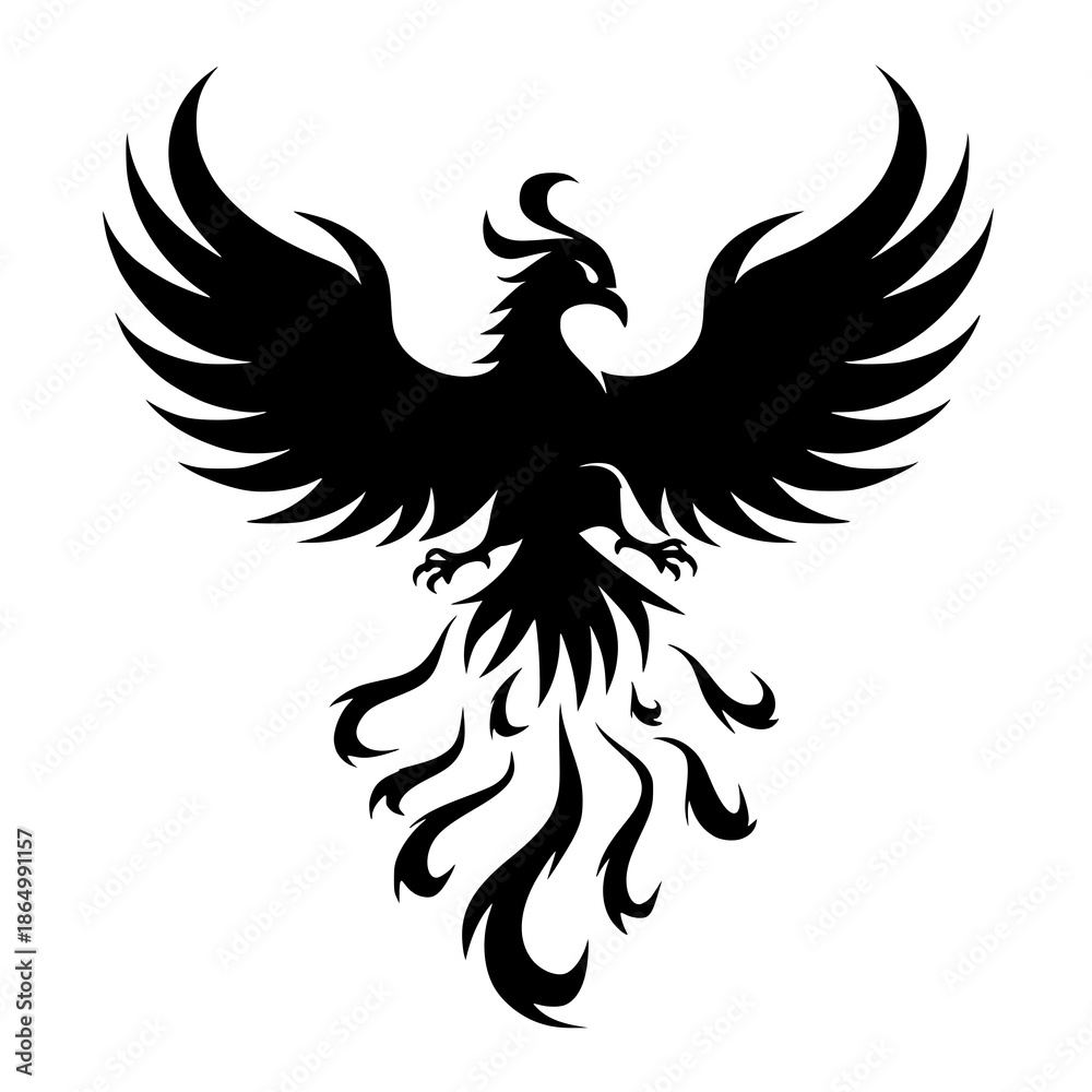 Obraz premium Majestic phoenix bird in mid flight with fiery plumage