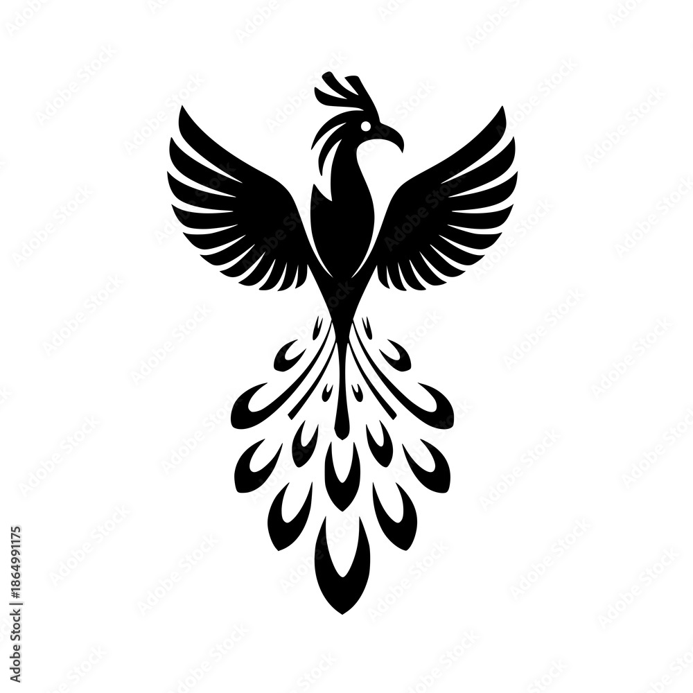 Fototapeta premium Majestic phoenix bird in flight with elegant feathers