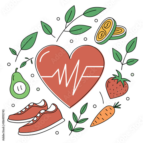 Heart health icon displaying a pulse and indication of wellness