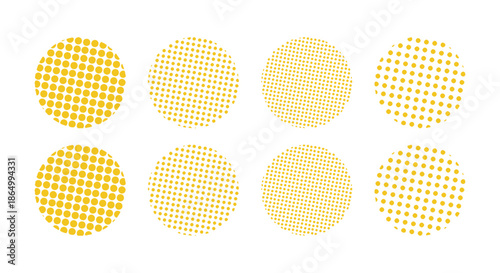 かわいいドット・ハーフトーンの円セット　ベクター　和風　和柄　Abstract dot circle, circle halftone geometric dot gradient