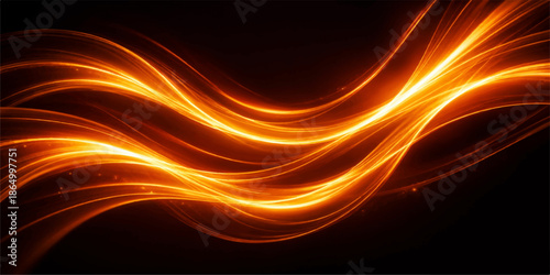 Abstract fractal flame pattern features a glowing wave design with orange lines, energy, and color, creating a dynamic fire art illustration