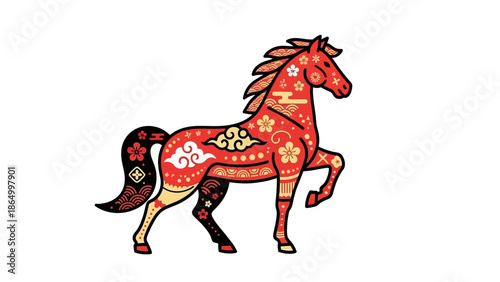 Colorful Horse with Patterned Coat.