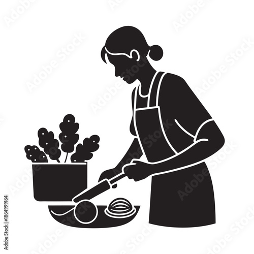 Calm Kitchen Vegetable Chopping Lifestyle Scene