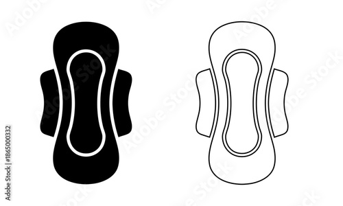 sanitary pads in black and white on transparent background