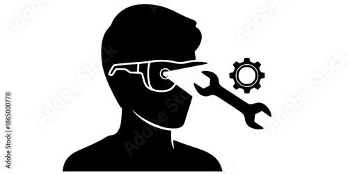 Augmented Reality Remote Assistance Vector Icon