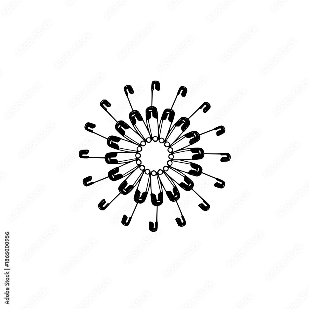 Obraz premium Black Golf Clubs Arranged in Circular Pattern on White Background with sports equipment and club arrangement and isolated in illustration graphic design for monochrome