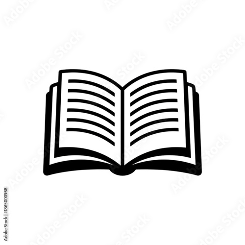 A clean and minimalist vector image of an open book with visible text lines, representing active reading, academic study, and the pursuit of knowledge