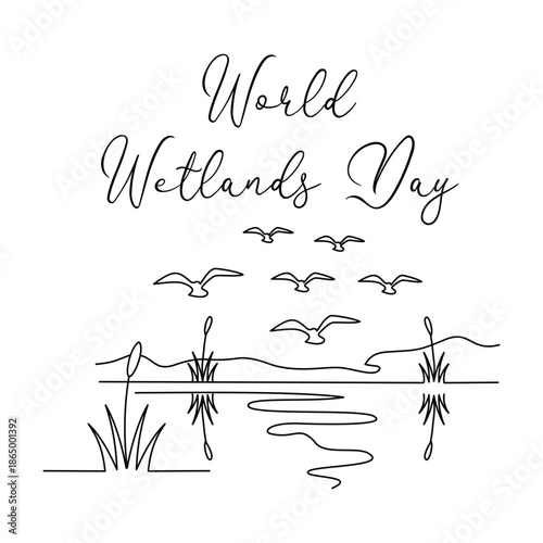 Minimalist World Wetlands Day Line art Illustration. Suitable for celebration