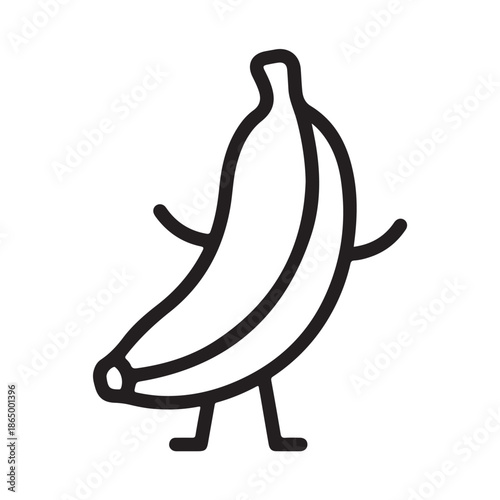 Cute Banana Character Icon Silhouette.