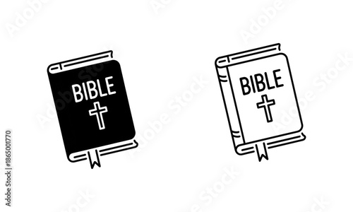 Two bibles with cross symbol on transparent background