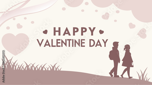 Happy Valentine's Day couple walking together in love