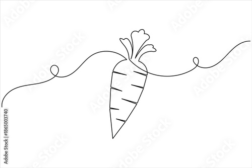 Minimalist continuous one line drawing of a fresh healthy carrot vegetable art