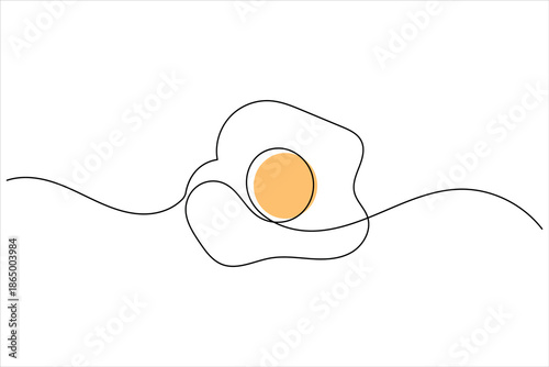 Minimalist one line drawing of a fried egg with orange yolk vector