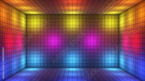 Broadcast Hi-Tech Alternate Blinking Illuminated Cubes Room Stage, Multi Color, Events, 3D, Loopable, 4K