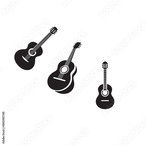 Minimal Black and White Guitar Silhouette Vector