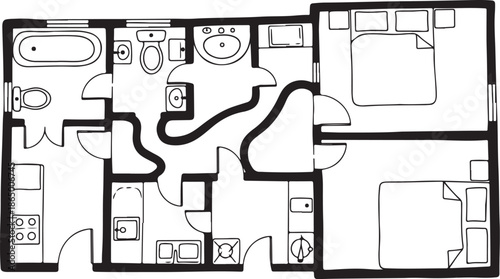 Floor plan of a modern apartment or house layout
