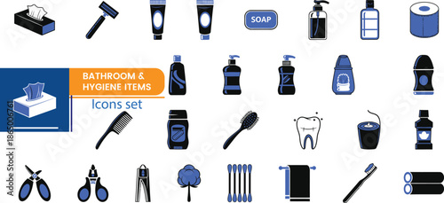 Bathroom And Hygiene Set With Various Personal Care Products tissue razor