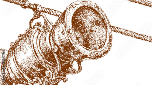 Vintage microphone illustration in detailed engraving style, featuring classic audio equipment. Simple and isolated design, vector format.