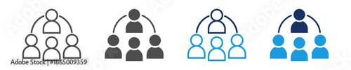 team collaboration icon sheet with multi style
