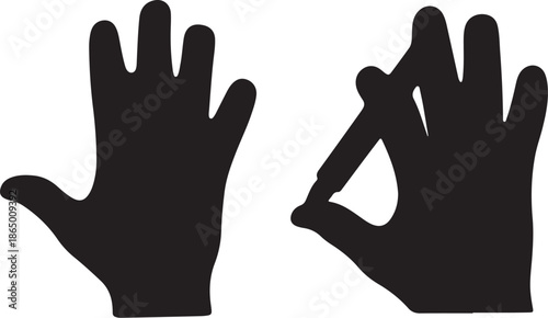 Hand Silhouettes Making Gestures on White Background
