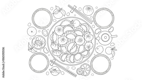 Delicious sushi dish with fresh vegetables and chopsticks, Generative AI.