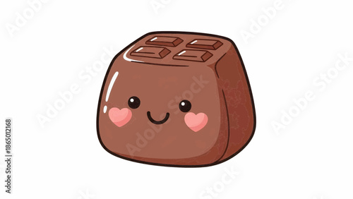 Cartoon chocolate candy illustration with smiling face isolated on white