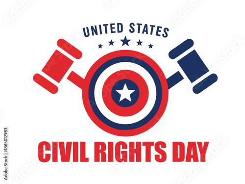 Civil Rights Day Commemorative Graphic: American Shield and Gavel Concept for Social Justice
