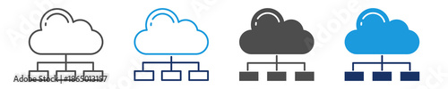 cloud connection icon set with multi style