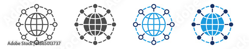 global network icon set with multi style