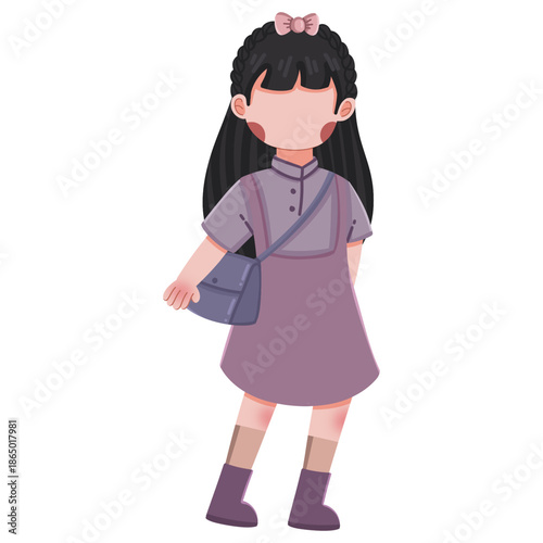 illustration of a beautiful girl with a transparent background