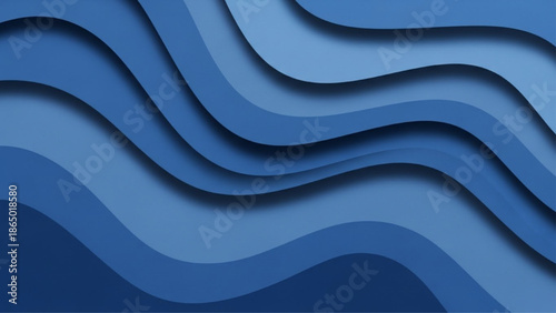 Sapphire Blue Gradient Background with Layered Wave Shapes and Soft Shadow Depth