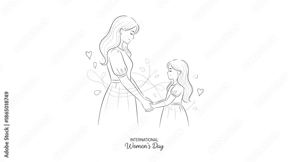 Obraz premium Mother and daughter celebrating International Women's Day with love, Generative AI.