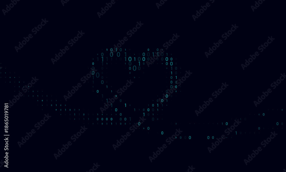 Fototapeta premium Abstract technology background. Cyan-filled binary pattern. Seamless vector illustration.