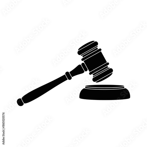 Silhouette of a Gavel and Sound Block Symbolizing Justice and Law.