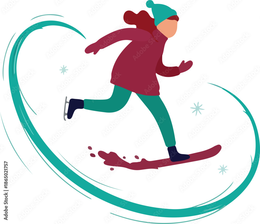 Fototapeta premium Woman Ice Skating Illustration