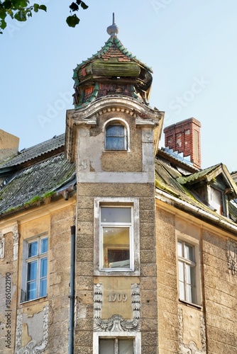 Unrestored historical German buildings in Kaliningrad