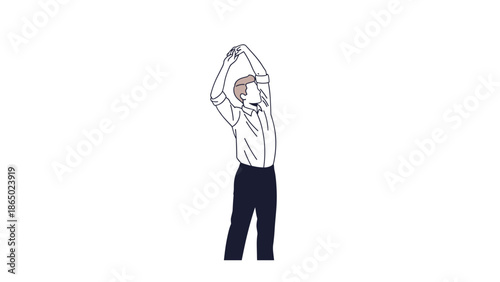 Pageboy Stretching Arms Above Head Illustration.