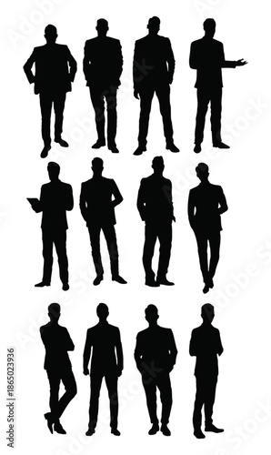 Collection of Professional Businessmen Silhouettes in Various Formal Poses