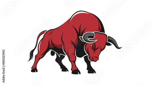 Red Bull Standing Strong and Powerful Animal.