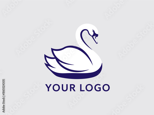 White swan logo Page Template Illustration.