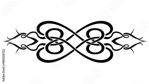 Symmetrical abstract Celtic knot design with flowing lines and infinity elements isolated on white background