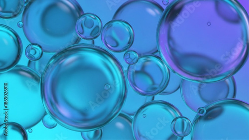 Liquid-Glass Abstract Gradient Background with Glossy Translucent Blobs in Cyan, Blue, and Ultraviolet