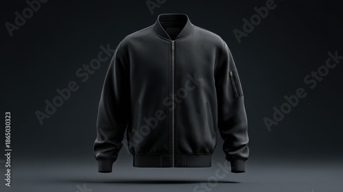 Fashion black bomber jacket mockup. Space for design, print and showcasing. Generate Ai.