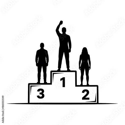 Winners Podium with Silhouettes | First Place Achievement & Success Icon