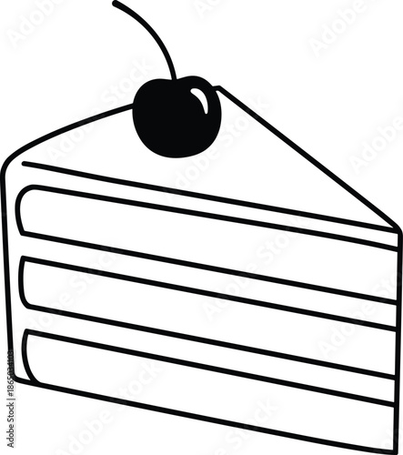 Professional line art bakery icon set with chef hat rolling pin whisk piping bag oven mitt and cake.