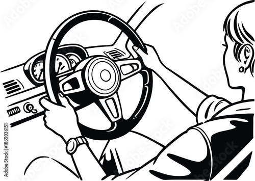 car driving vector illustration